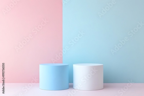 Elegant Minimalistic Stage Designs in Soft Pastel and Bold Colors for Modern Backgrounds