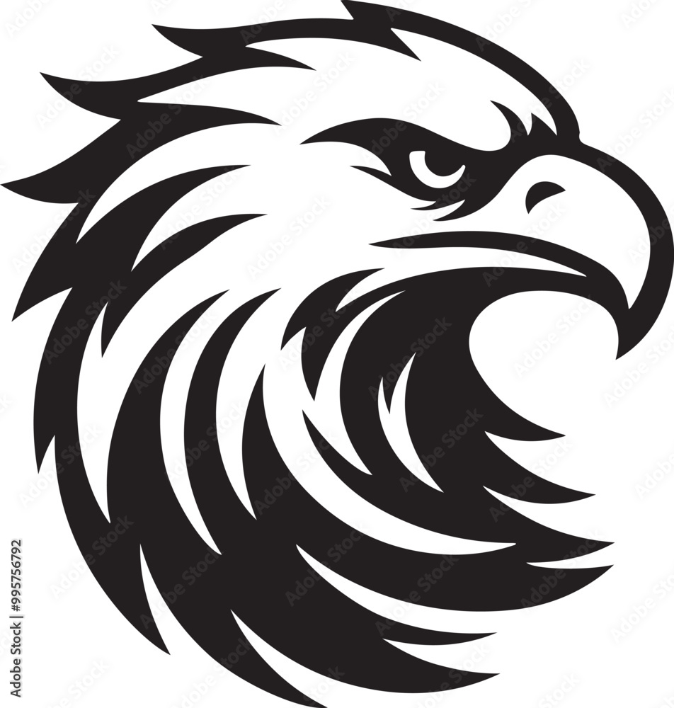 Fototapeta premium eagle silhouette vector illustration with white background.