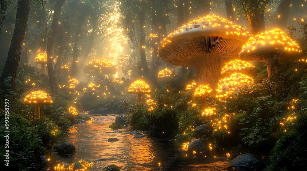 Mystical Forest with Enchanted Creatures A magical forest filled with ...