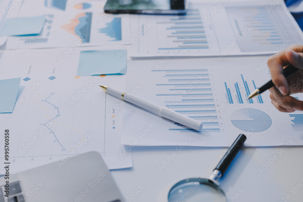 Fund managers team consultation and discuss about analysis Investment stock market at office Fund managers team consultation and discuss about analysis Investment stock market at office