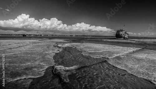 The ship ran aground after the drying up of Lake Urmia photo