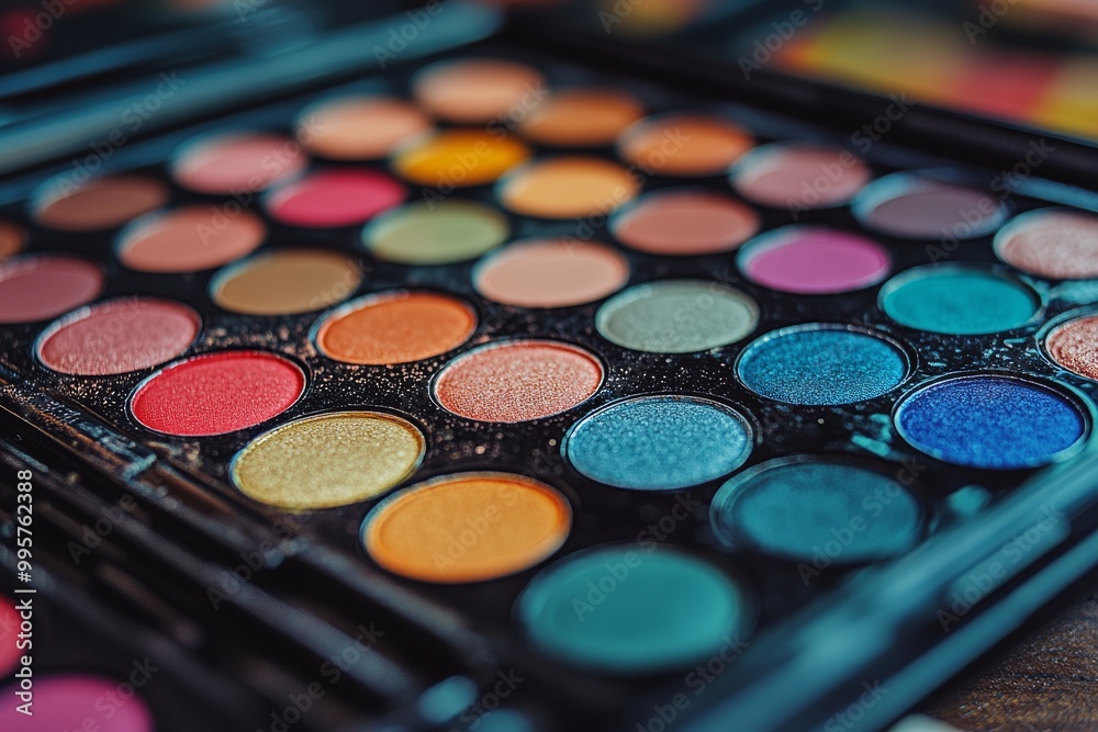 Colorful and vibrant multi pan eyeshadow palette in warm and cool tones offering diverse makeup looks and creative expression for professional makeup artists and beauty enthusiasts Colorful and vibrant multi pan eyeshadow palette in warm and cool tones offering diverse makeup looks and creative expression for professional makeup artists and beauty enthusiasts