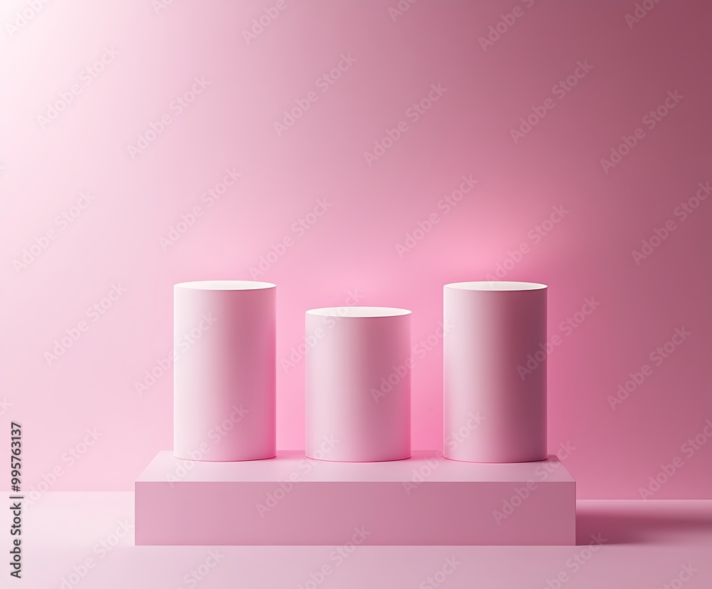 Minimalist Abstract Architecture with Pastel and Neon Lighting Featuring Geometric Shapes, Circular Platforms, and Soft Shadows for Futuristic and Artistic Stage Design