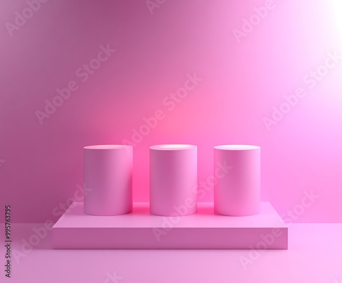 Elegant Minimalistic Stage Designs in Soft Pastel and Bold Colors for Modern Backgrounds