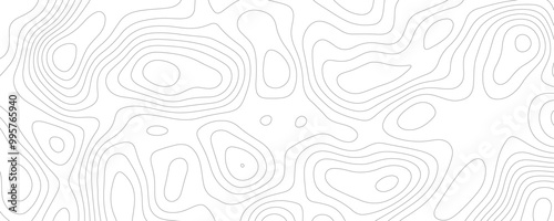 Abstract Mountain Relief and Terrain Map Design Featuring Linear Contour Patterns in Light Geometric Shapes 