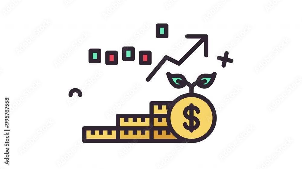 Stock Market Profit Animated Icon. Alpha Channel 4K Resolution Stock Market Profit Animated Icon. Alpha Channel 4K Resolution