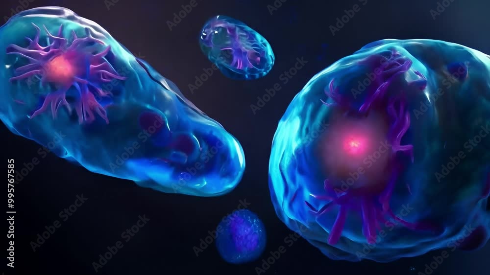 The microscopic world of the human cell, showing the intricate details of the nucleus and cytoplasm. Building Blocks of Life in Microbiology