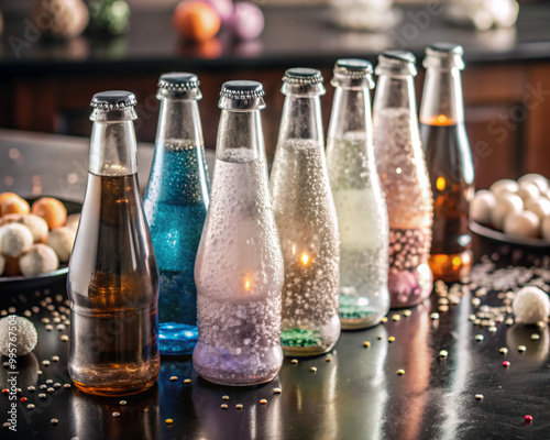 bottles of beerbottle, glass, drink, isolated, water, liquid, transparent, alcohol, white, empty, object, beverage, vodka, wine, container, blue, clear, clean, nobody, reflection, oil, bar photo