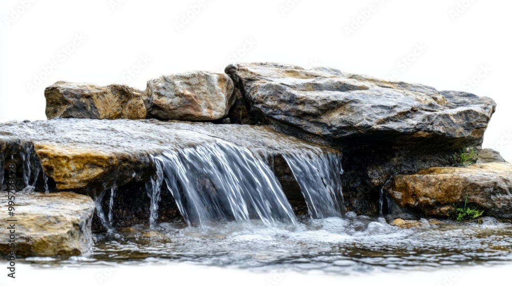 Obraz premium water flowing over rocks.