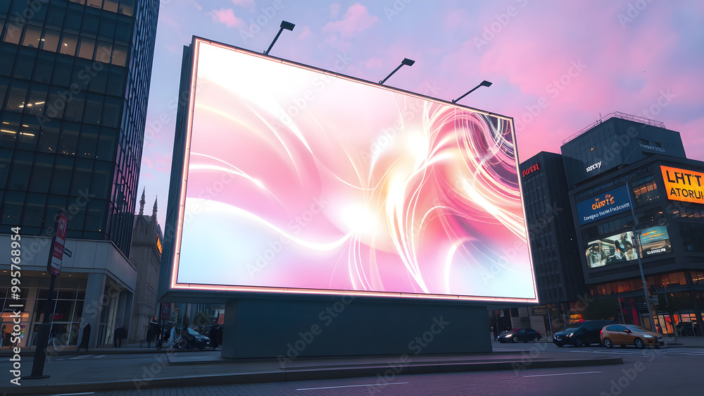 Naklejka premium Futuristic Urban Billboard at Dusk
