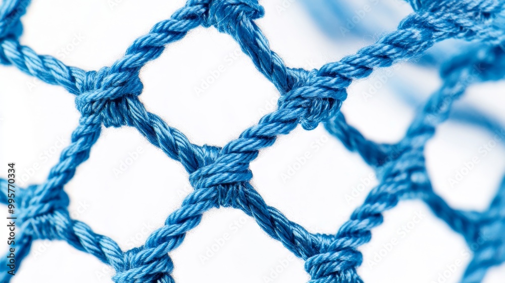 Minimalistic Blue Net Texture Close-up on White Background Minimalistic Blue Net Texture Close-up on White Background