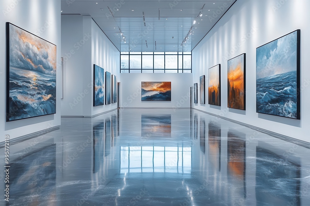 an art gallery space with minimalist white walls elegantly displaying a variety of beautiful paintings inviting contemplation and appreciation of art an art gallery space with minimalist white walls elegantly displaying a variety of beautiful paintings inviting contemplation and appreciation of art