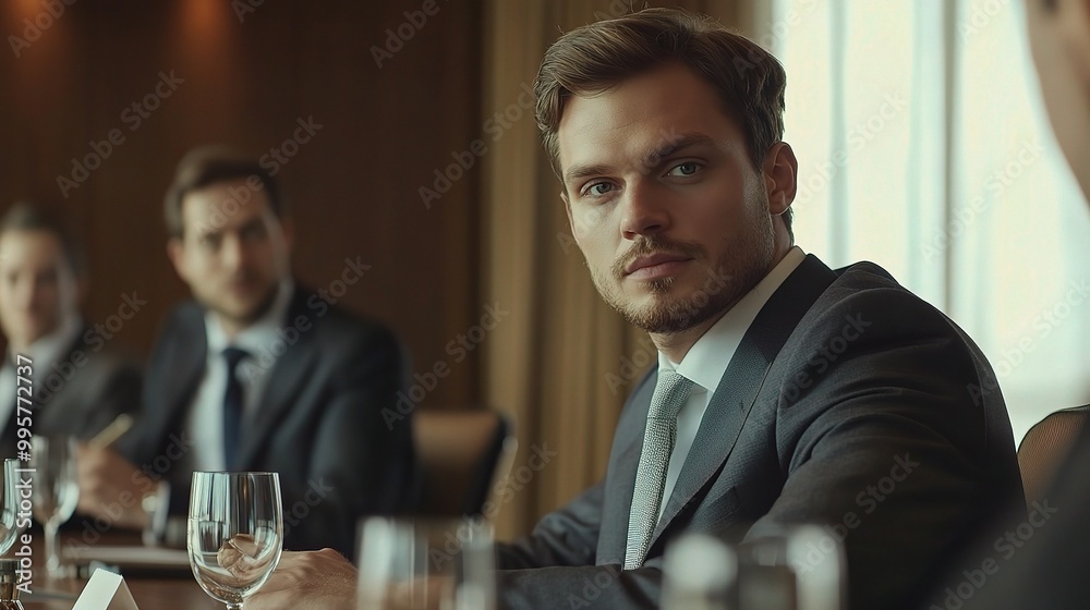 Confident Businessman in Meeting Room Setting Confident Businessman in Meeting Room Setting