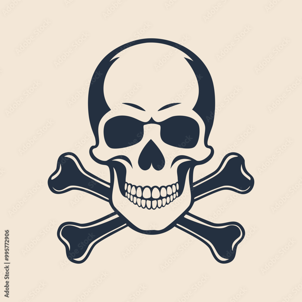 Hand drawn skull and crossbones monochrome vector illustration Hand drawn skull and crossbones monochrome vector illustration