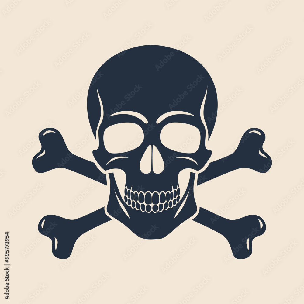 Hand drawn skull and crossbones monochrome vector illustration Hand drawn skull and crossbones monochrome vector illustration