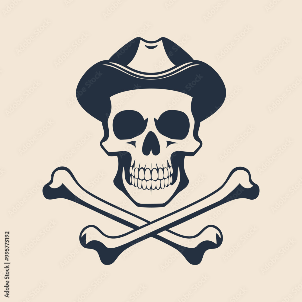 Fototapeta premium Hand drawn skull and crossbones tattoo vector