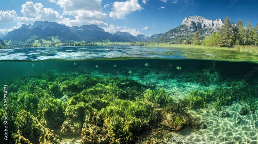 Mountain Lake with a View of the Underwater World