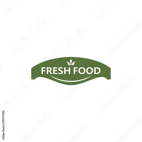 Fresh Food Product Label. Organic food logo. Sticker of healthy