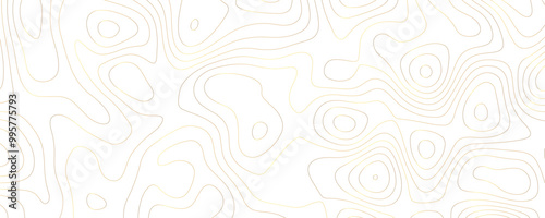 Wide Topographic Illustration Featuring Gold Outlines and Flowing Terrain with Geometric Contour Patterns 