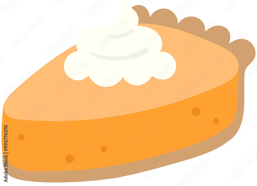 Hand Drawn pumpkin pie with whipped cream Hand Drawn pumpkin pie with whipped cream