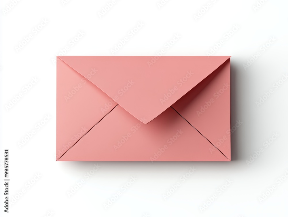 Pink envelope, white isolate background Pink envelope, white isolate background