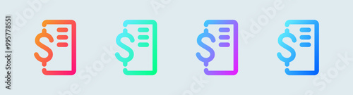 Invoice line icon in gradient colors. Bill signs vector illustration.