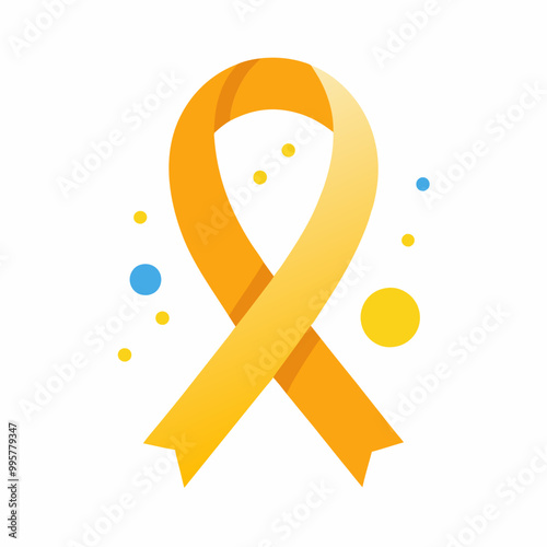 Abstract minimalist art with childhood cancer awareness ribbon and adventure theme