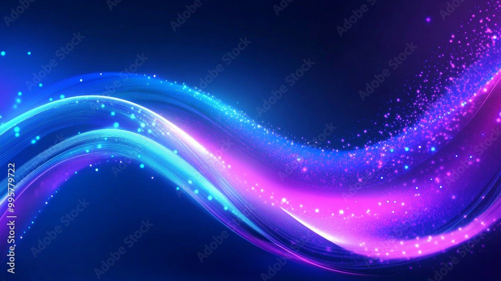 Fototapeta premium abstract blue and purple light effects create mesmerizing background, showcasing flowing waves and sparkling particles that evoke sense of energy and creativity