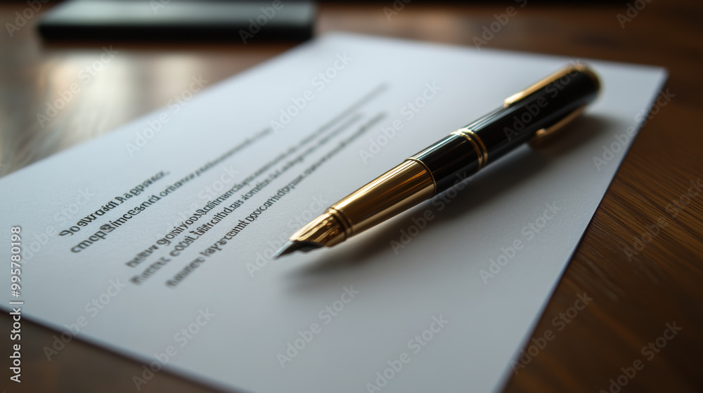 elegant pen rests on crisp sheet of paper, symbolizing importance of agreements and contracts. This image captures essence of professionalism and commitment elegant pen rests on crisp sheet of paper, symbolizing importance of agreements and contracts. This image captures essence of professionalism and commitment