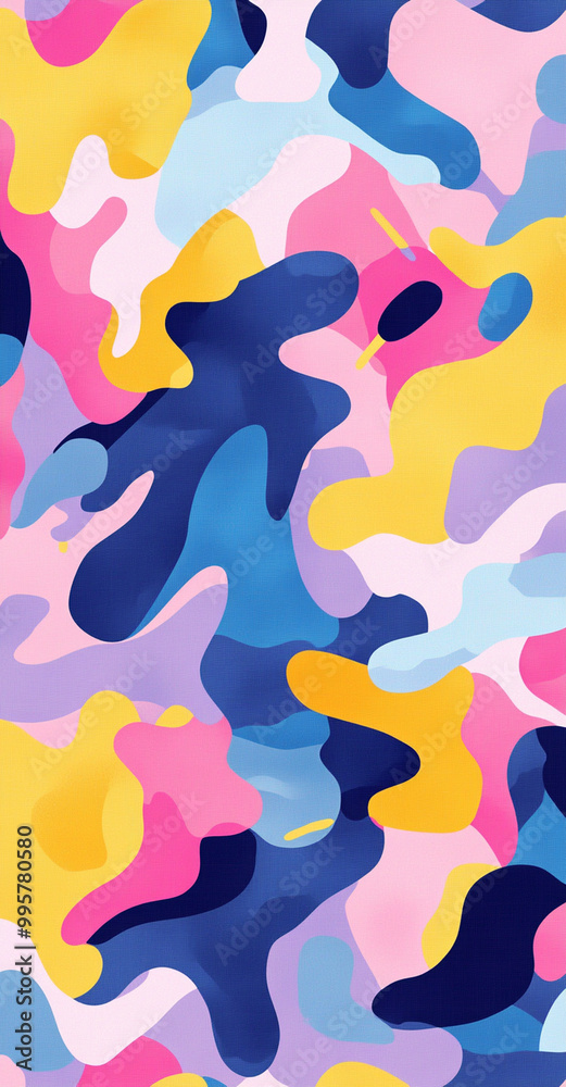 Colorful abstract pattern featuring vibrant shapes in pink, blue, yellow, and purple, creating playful and dynamic visual effect. Perfect for backgrounds or design projects Colorful abstract pattern featuring vibrant shapes in pink, blue, yellow, and purple, creating playful and dynamic visual effect. Perfect for backgrounds or design projects
