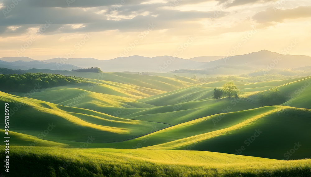 gentle brush strokes in adobe and green with rolling hills and ambient light gentle brush strokes in adobe and green with rolling hills and ambient light
