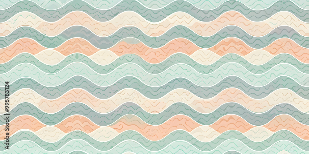 Serene Pastel Waves: Abstract Seamless Pattern Serene Pastel Waves: Abstract Seamless Pattern
