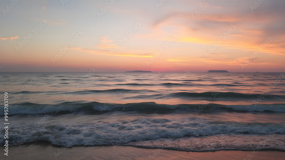 Serene Sunset Over Calm Ocean Waters Serene Sunset Over Calm Ocean Waters