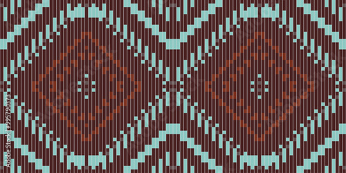 Repeating Pattern Traditional Indian Melodic Patternfolk Embroidery, Aztec Geometric Ornament Print. Design for Carpet, Wallpaper, Clothing, Wrapping, Fabric