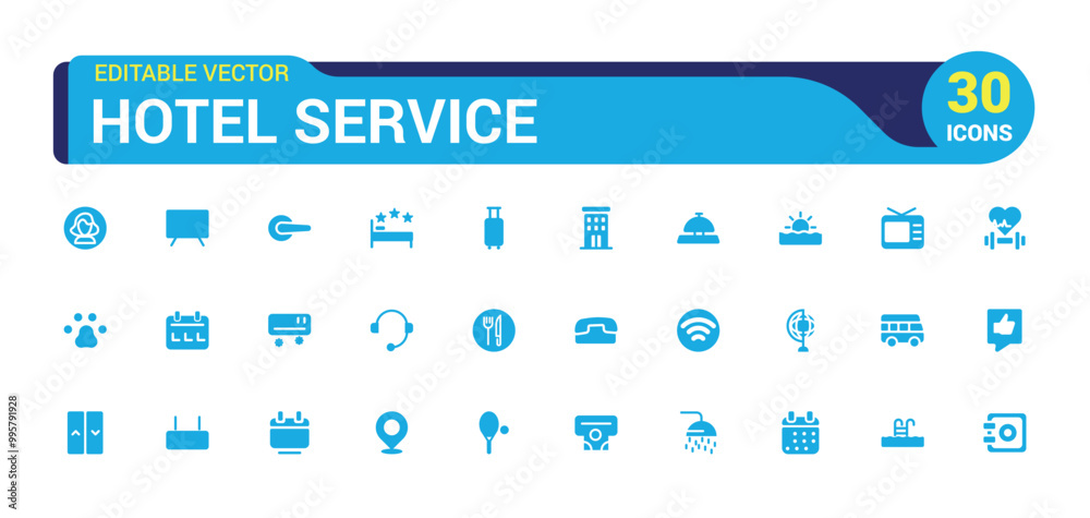 Hotel service icon collection. Hospitality symbol, room, service, booking, filled icons set, glyph for web and ui. Solid icon set. Vector illustration. Hotel service icon collection. Hospitality symbol, room, service, booking, filled icons set, glyph for web and ui. Solid icon set. Vector illustration.