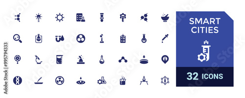 Laboratory filled icon set. Containing experiment, test tube, microscope. Glyph icon set for web and ui. Solid icons set. Vector illustration.