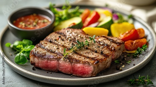 The Grilled Steak and Vegetables