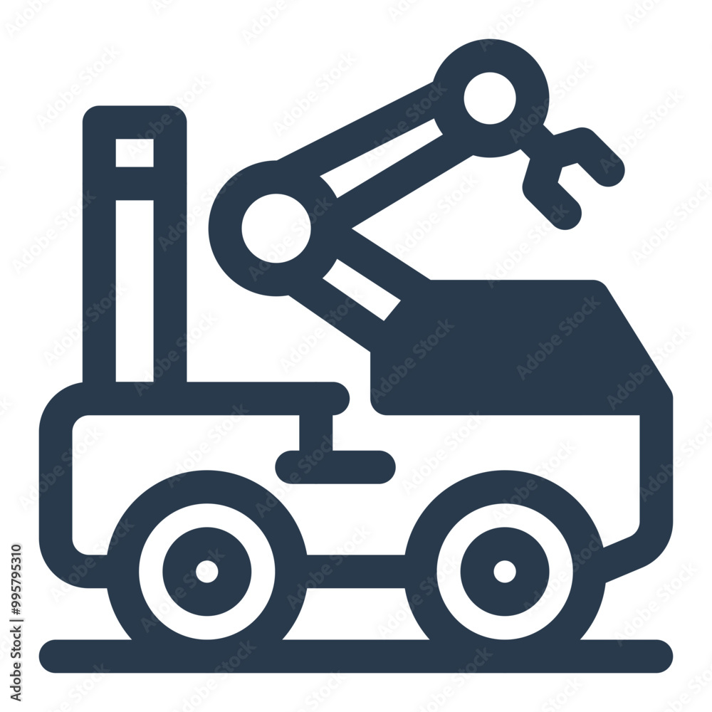 Robotics Club Icon with Mechanical Arm and Wheels Robotics Club Icon with Mechanical Arm and Wheels