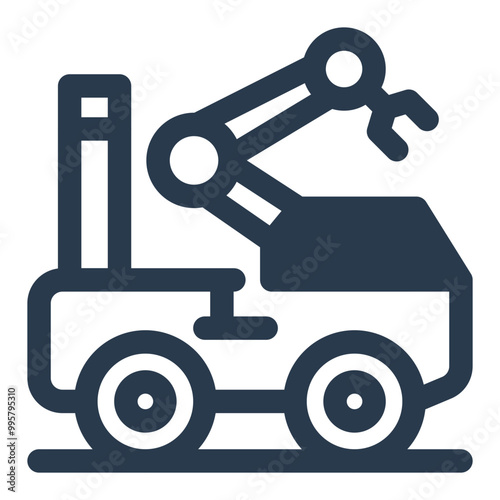 Robotics Club Icon with Mechanical Arm and Wheels