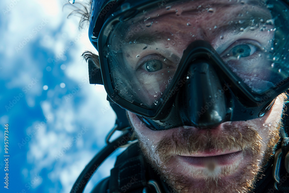 Free fall with a parachute concept of skydiving generative AI Free fall with a parachute concept of skydiving generative AI