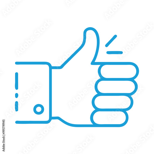 Simplified Thumbs-Up Icon in Blue Outline Representing Approval or Positivity