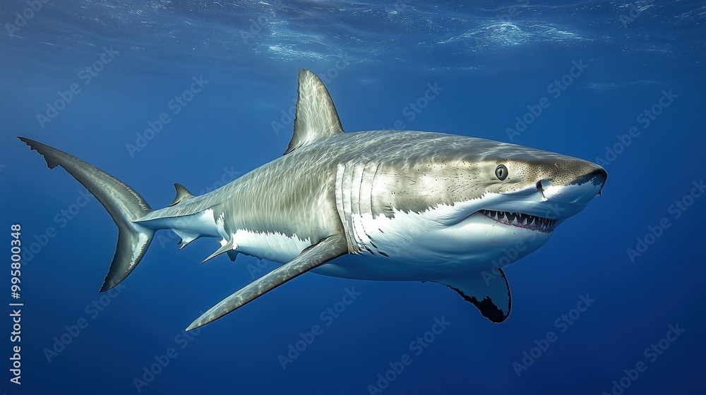 Fototapeta premium A large shark is swimming in the ocean