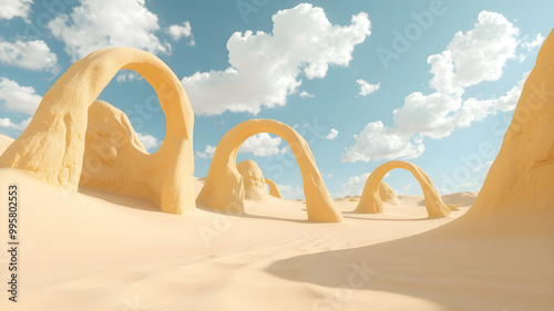 Desert Landscape with Unique Arched Formations