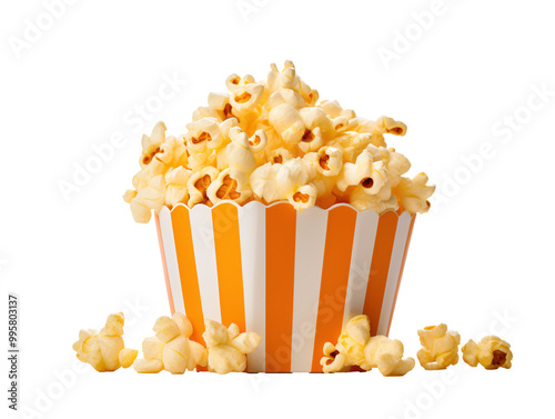 a bucket of popcorn with a pile of popcorn photo