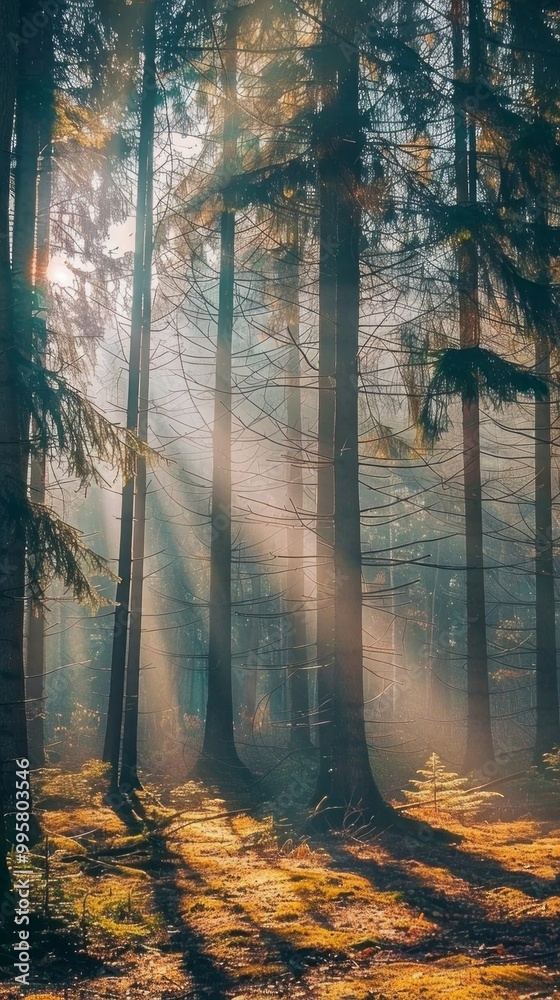 Naklejka premium A forest with trees in the foreground and background