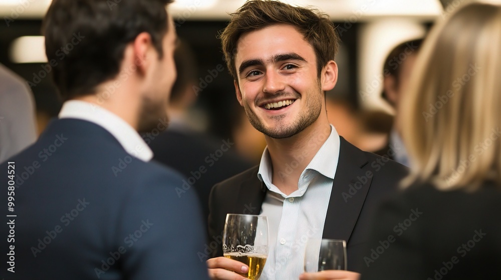 Happy Young Man Enjoying a Social Gathering Happy Young Man Enjoying a Social Gathering
