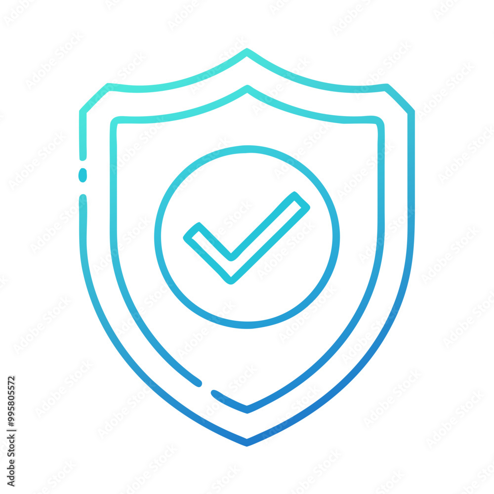 Gradient Shield Icon with Checkmark in Blue Tones Representing Security and Protection Gradient Shield Icon with Checkmark in Blue Tones Representing Security and Protection