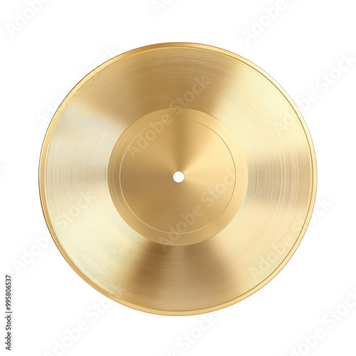A gold record with a hole in the center