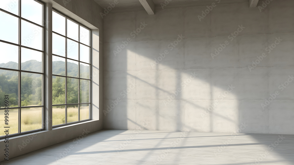 Fototapeta premium Modern Empty Room with Natural Light Streaming In