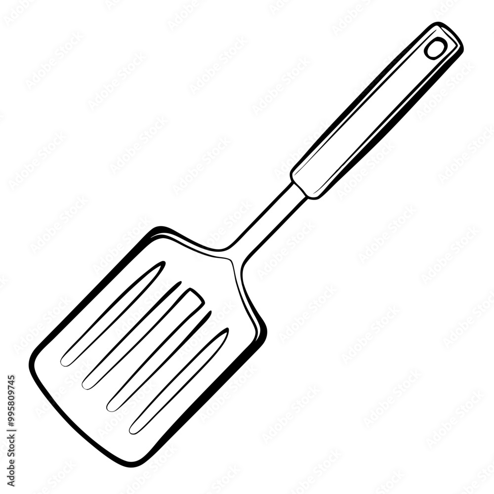 Black and White Spatula Illustration on White Background Black and White Spatula Illustration on White Background